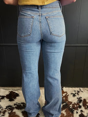 High-Waisted Flare Jeans with Seam Detail 