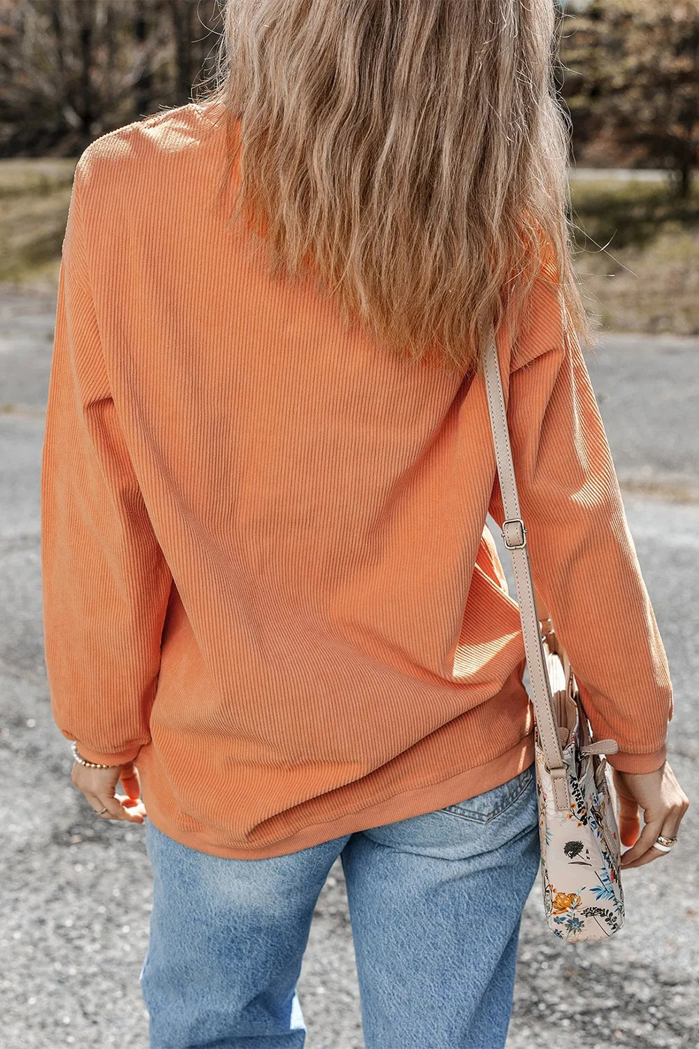 Sequin Pumpkin Round Neck Long Sleeve Sweatshirt 
