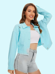 Distressed Distressed Button Up Denim Jacket 