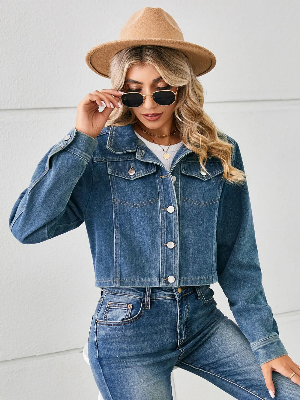 Button Up Long Sleeve Denim Jacket 
