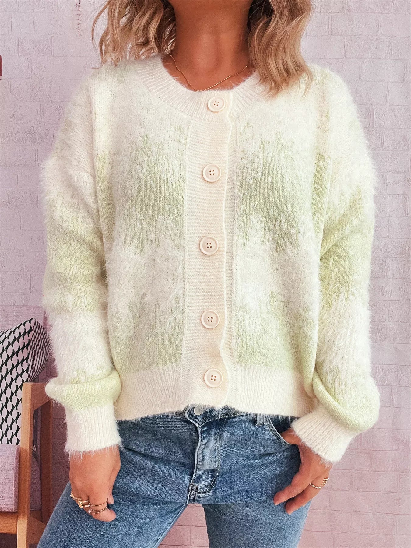 Ribbed Hem Button Up Cardigan 