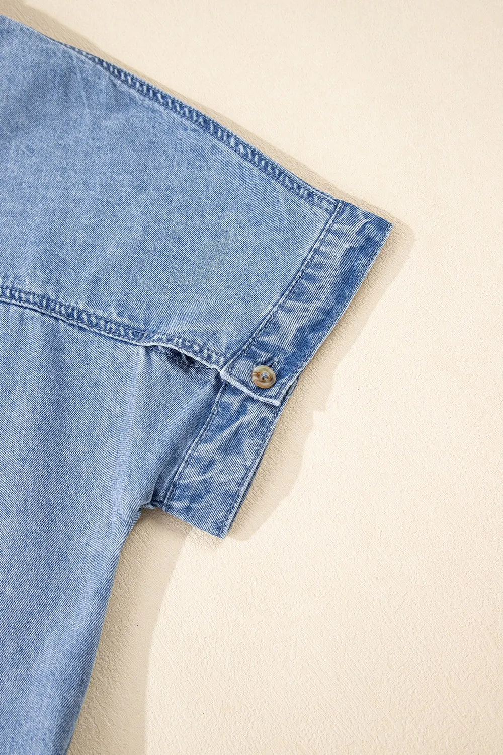 Button Down Short Sleeve Denim Dress 