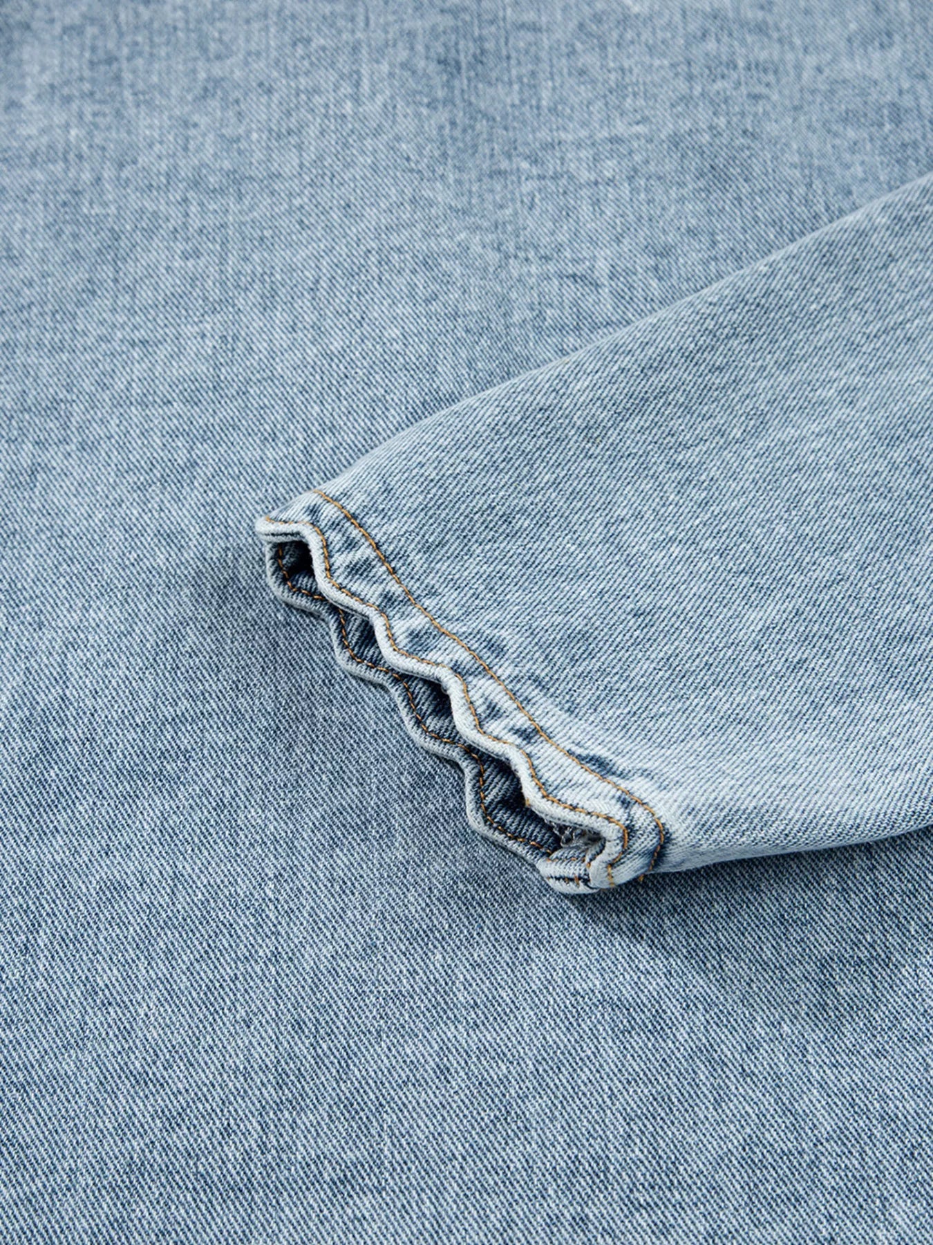 Scallop Trim Collar Patched Pocket Button Up Denim Jacket 