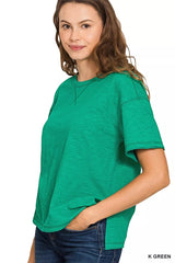 Zenana Cotton Slub Short Sleeve Tee 