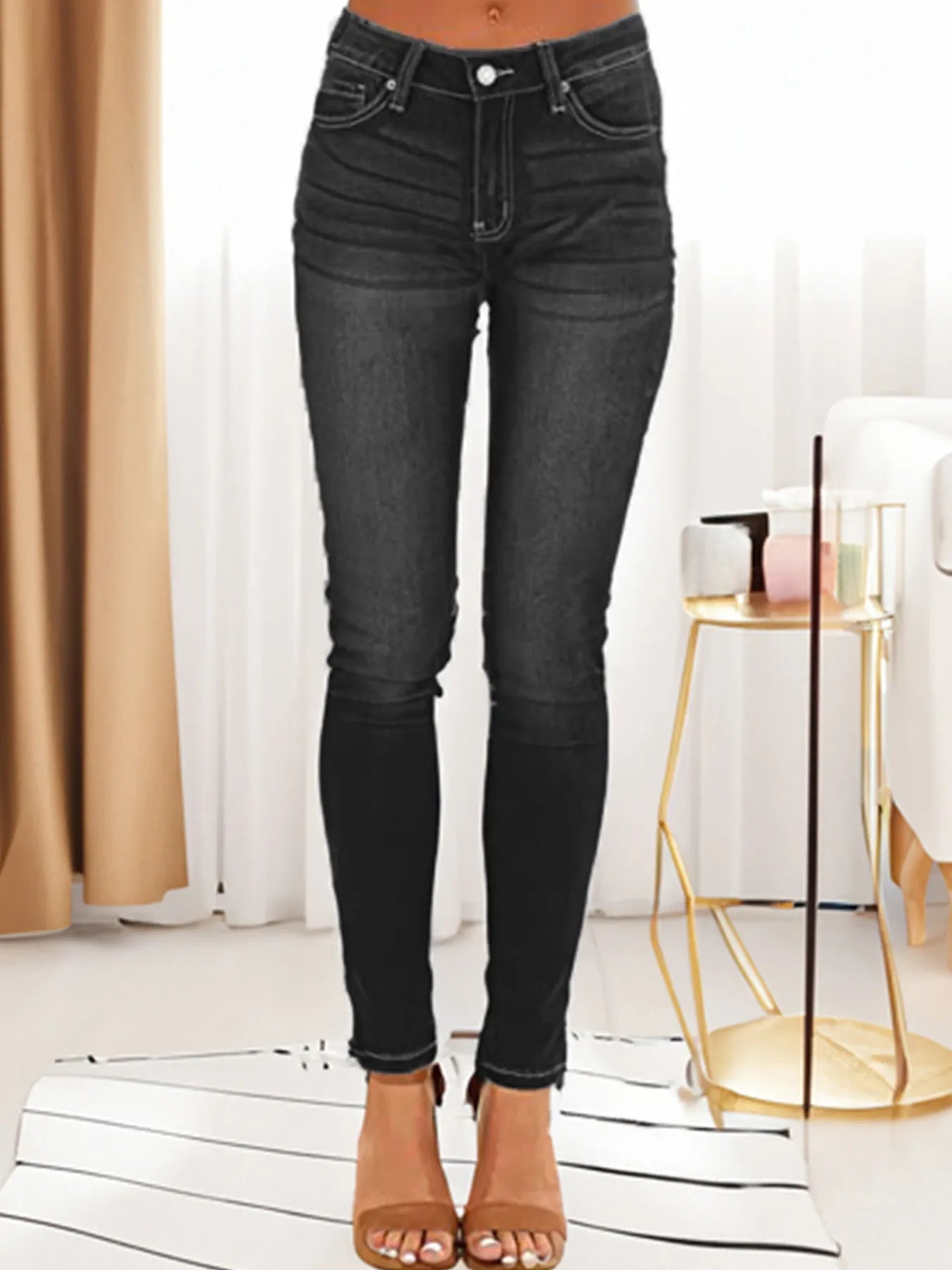 Skinny Fit Washed Jeans 