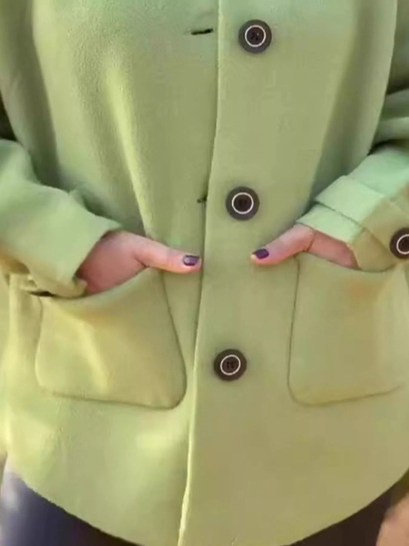 Full Size Button-Front Raglan Sleeve Coat Plus Size 