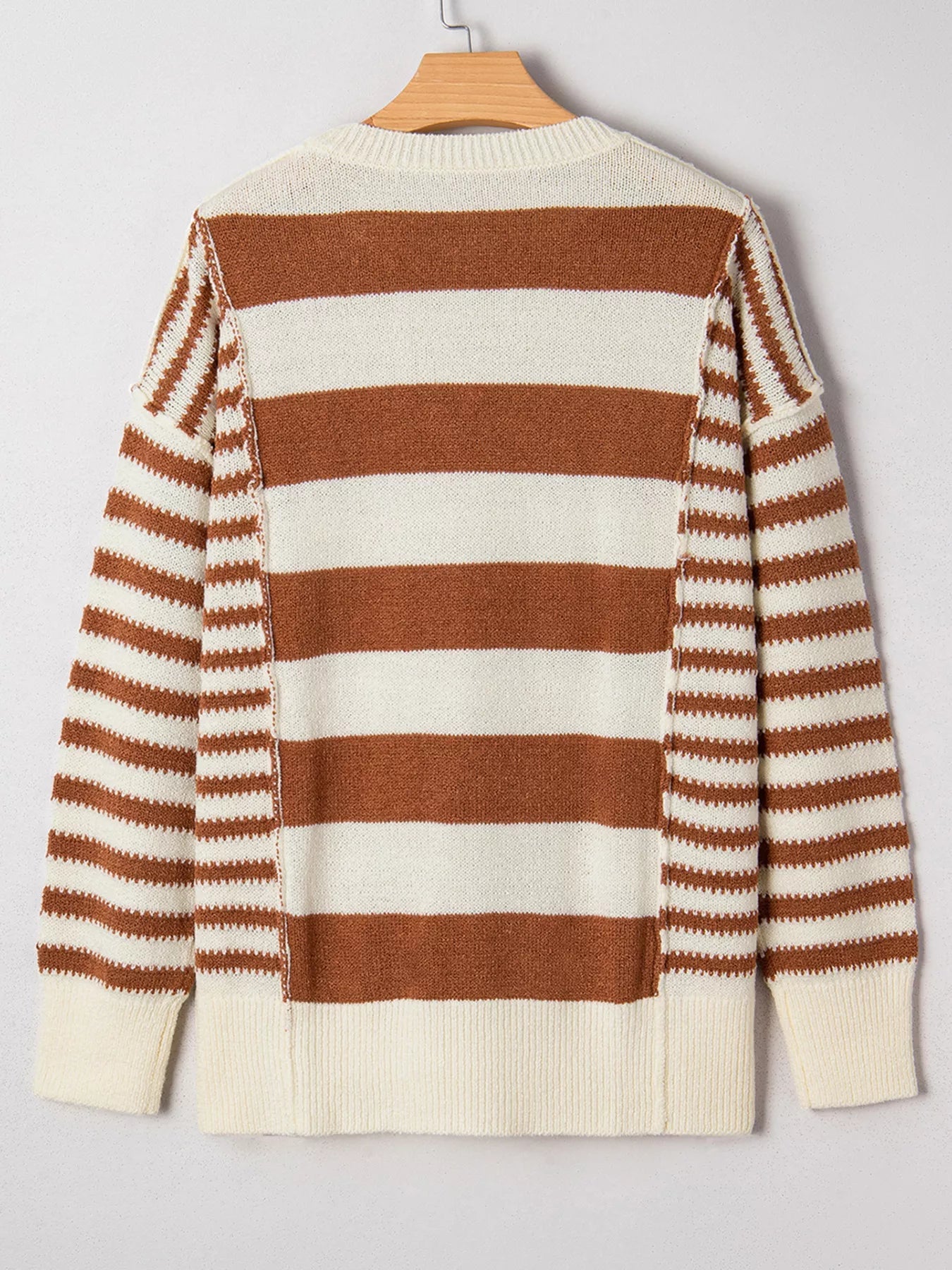 Stripe Drop Shoulder Sleeve Patchwork Baggy Sweater 