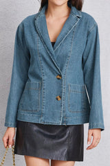 Pocketed Button Up Denim Jacket 