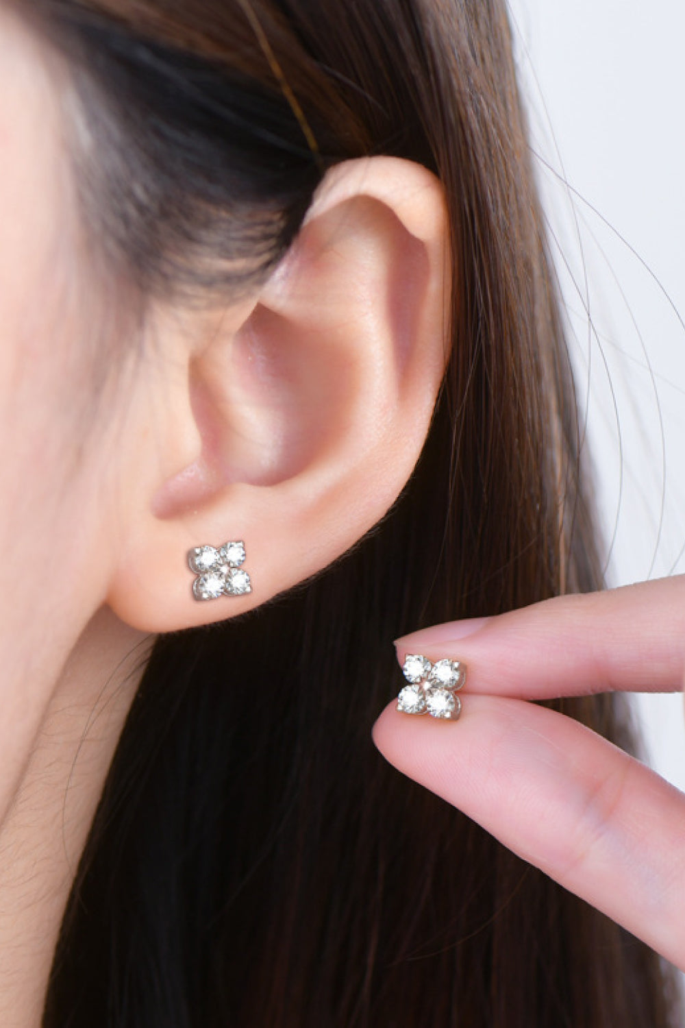 Moissanite 925 Sterling Silver Four-Leaf Clover Shape Earrings 