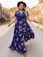 Plus Size V-Neck Maxi Dress 