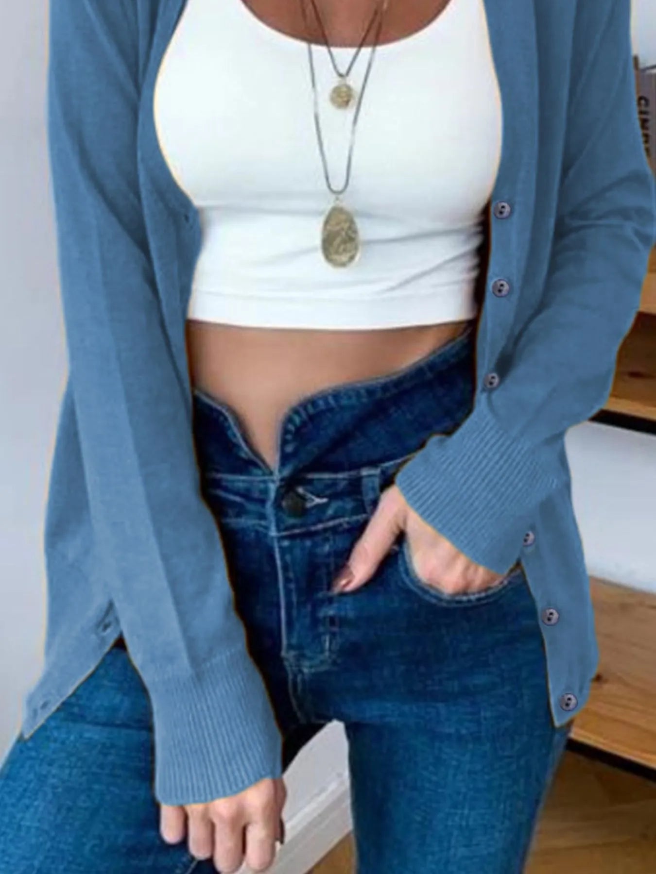Button-Up Long Sleeve Cardigan 