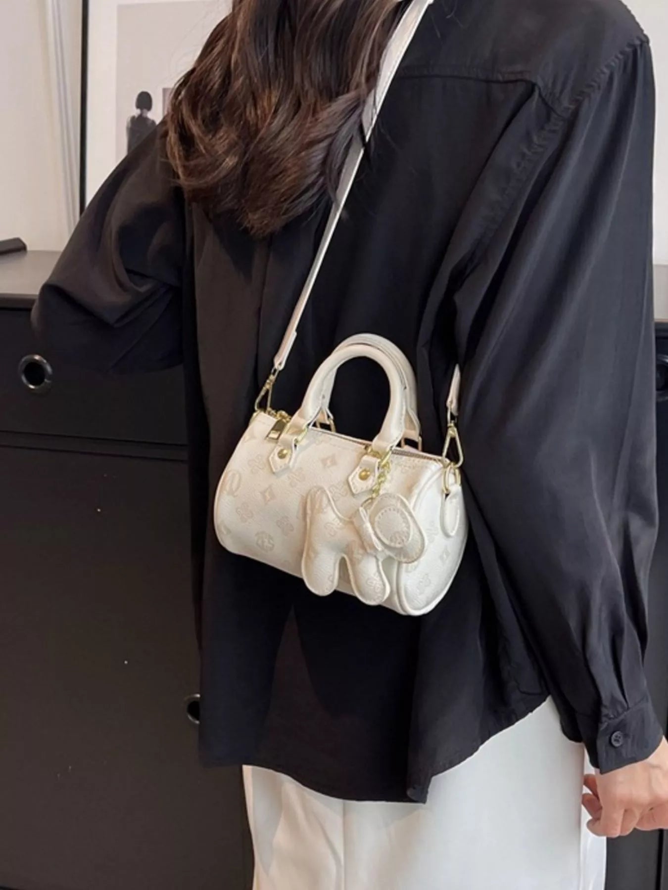 Barrel Crossbody Bag with Charm 