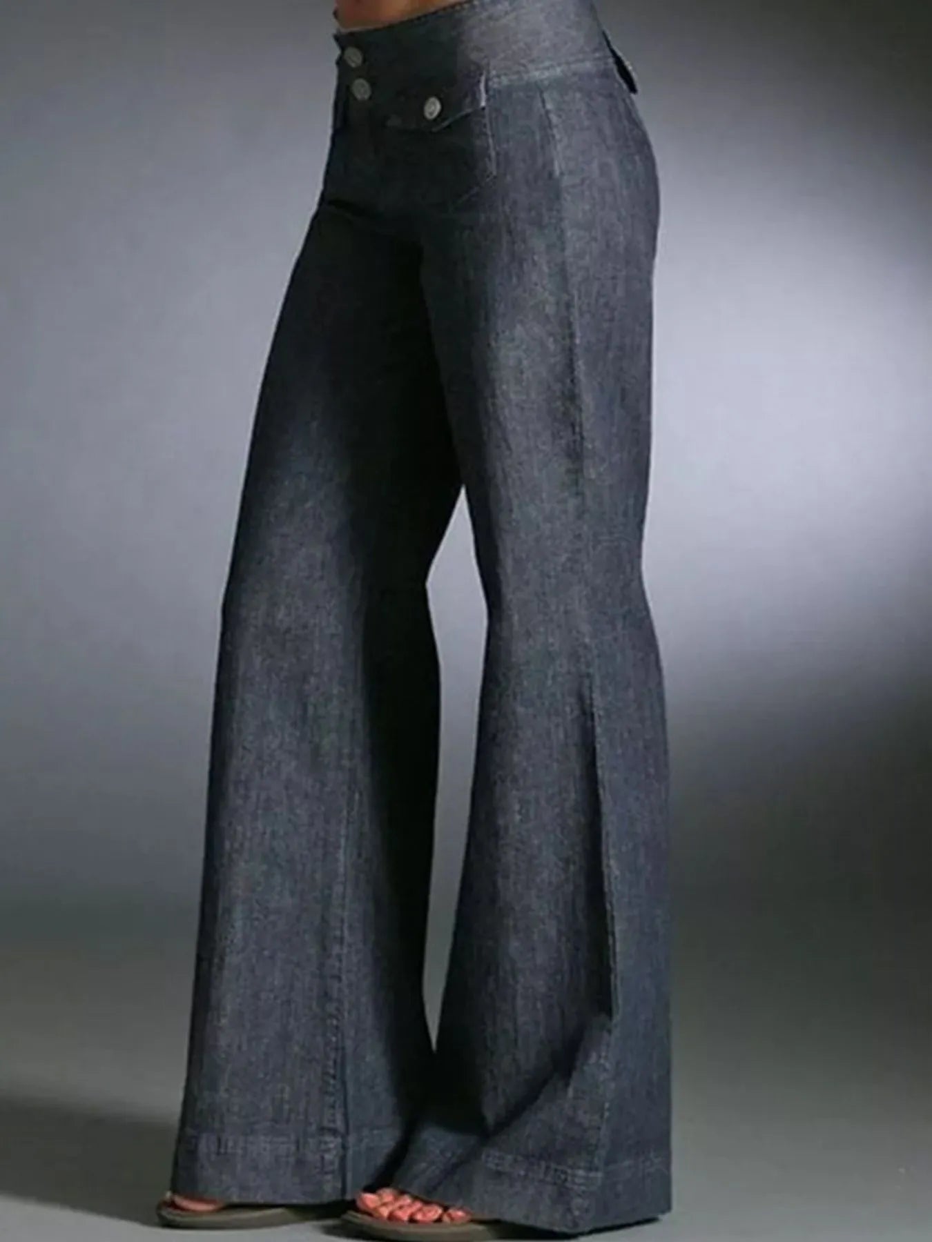 Full Size High-Waisted Wide-Leg Wash Jeans Plus Size 