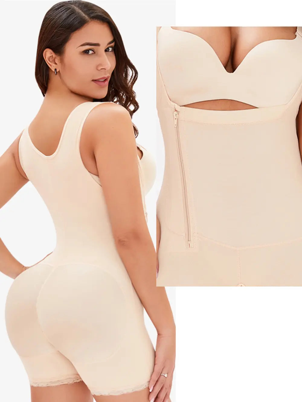 Full Size Side Zip Up Wide Strap Shapewear 