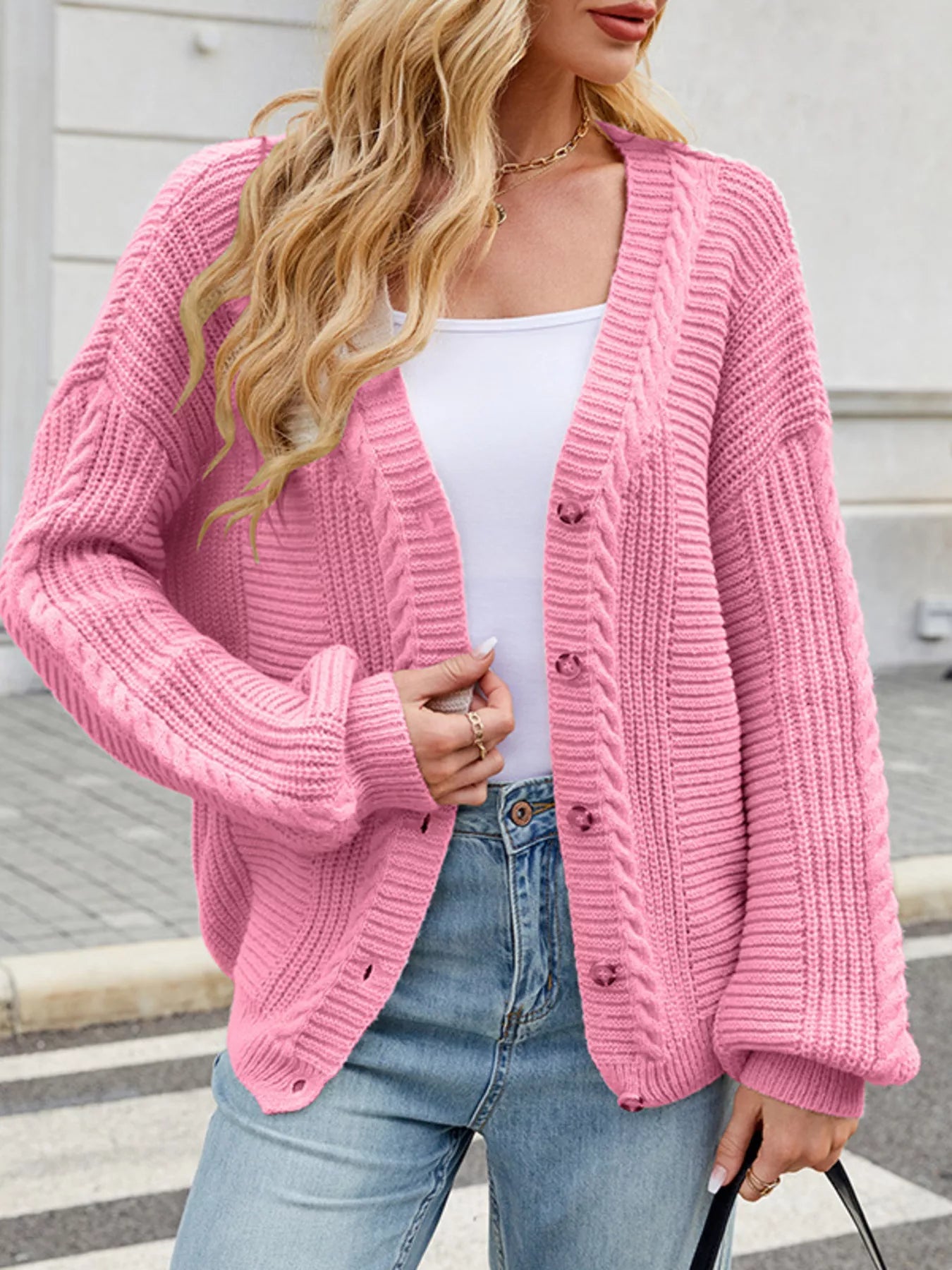 Button Up Long Sleeve Cardigan 
