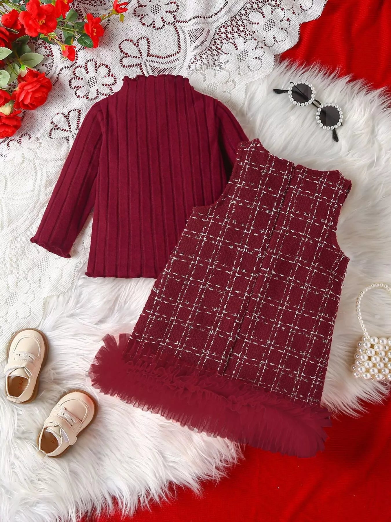 Children's Ribbed Knit Top and Dress Set 