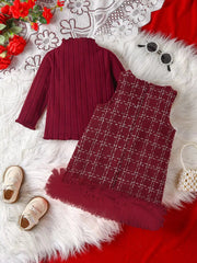 Children's Ribbed Knit Top and Dress Set 