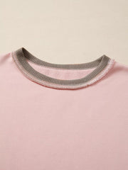 Color Block Mix Texture Waffle Patchwork Oversize Sweatshirt 