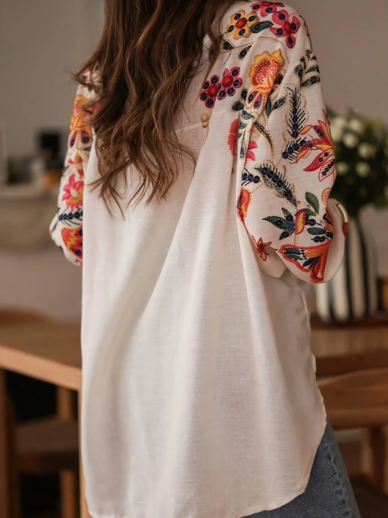 Floral Button Up Long Sleeve Shirt 