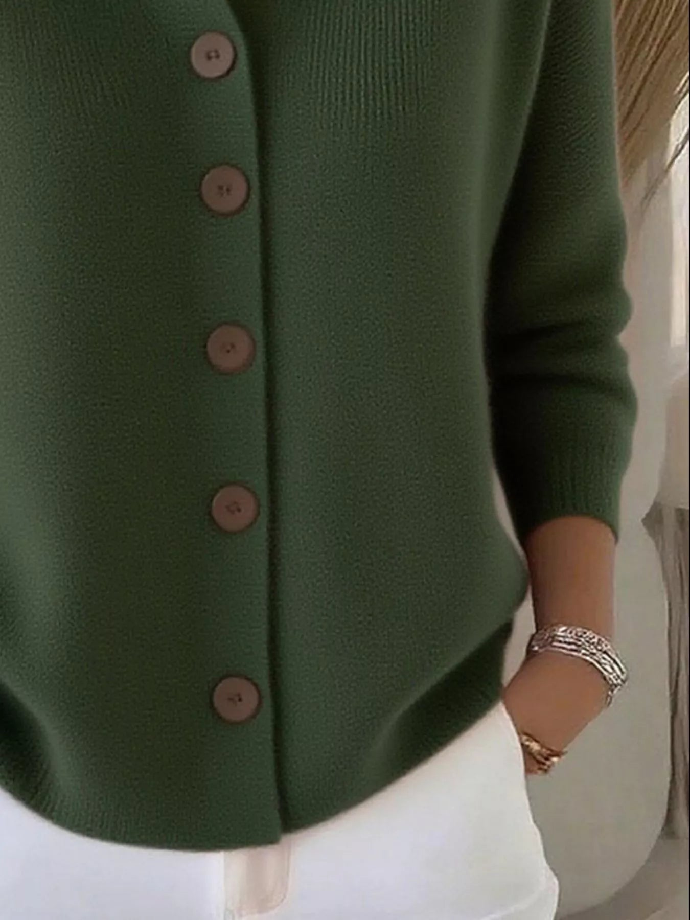 Full Size Button-Down Knit Cardigan Plus Size 