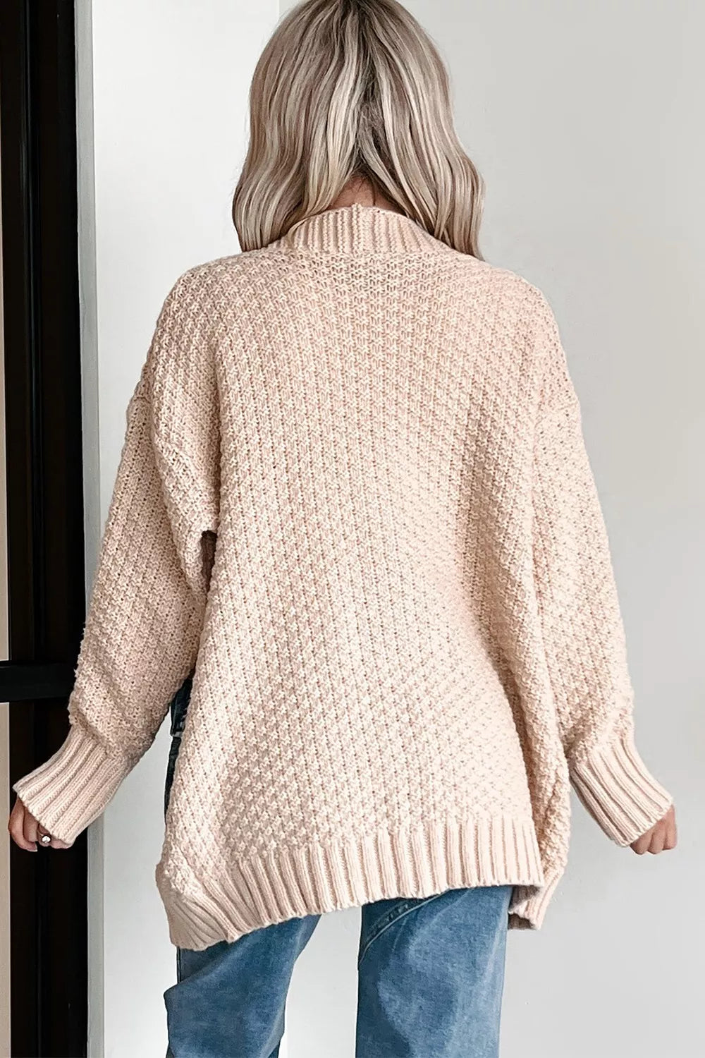 Textured Knit Open-Front Cardigan 