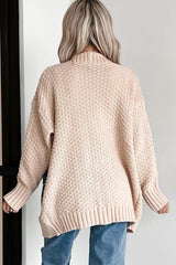 Textured Knit Open-Front Cardigan 