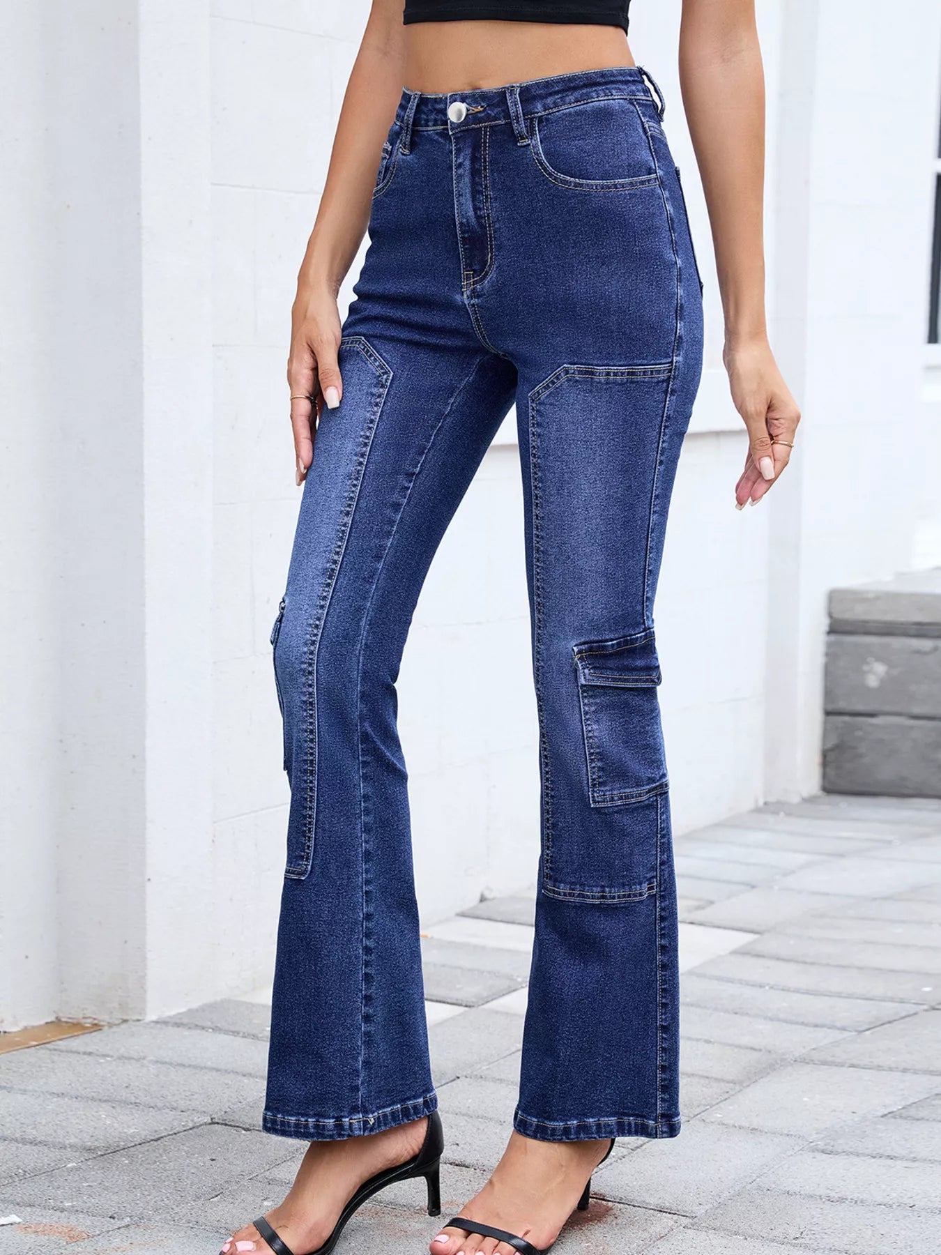 High-Waisted Bootcut Jeans 
