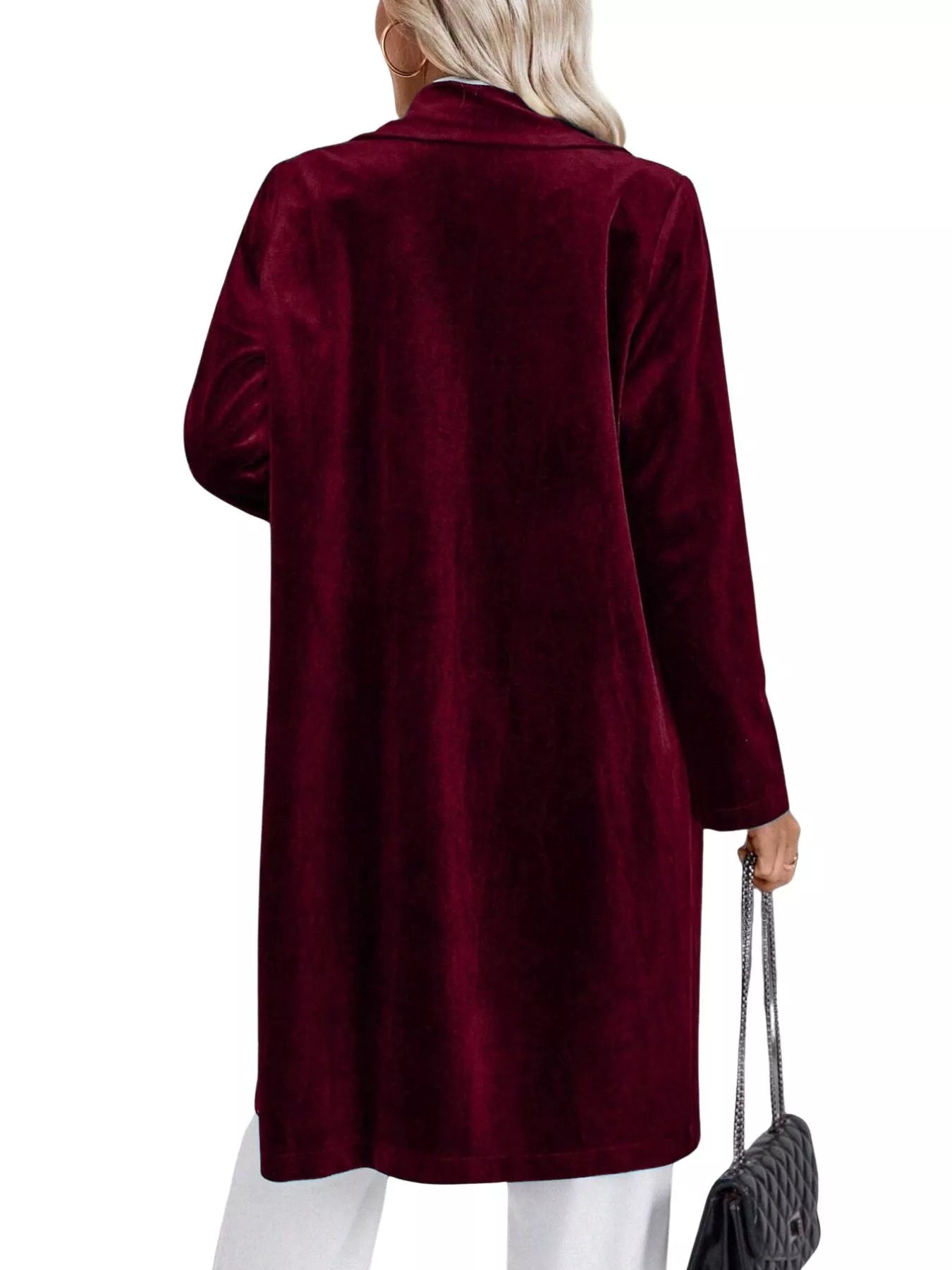 Lapel Collar Long Sleeve Longline Coat 