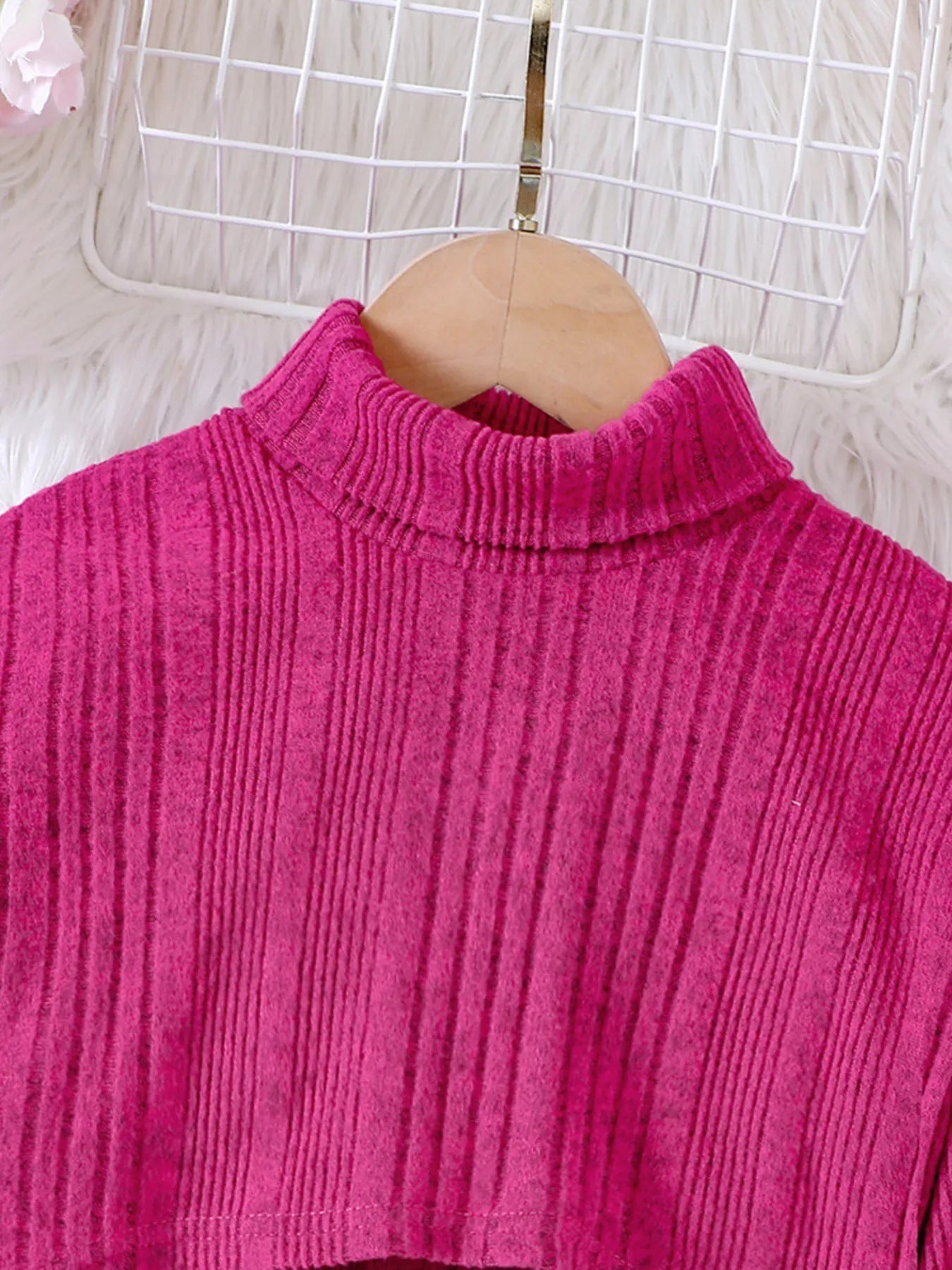 Children's Ribbed Knit Two-Tone Dress Set 