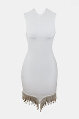 Rhinestone Tassel Hem Bodycon Dress 