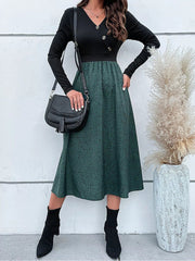 Animal Print Long Sleeve Midi Dress 
