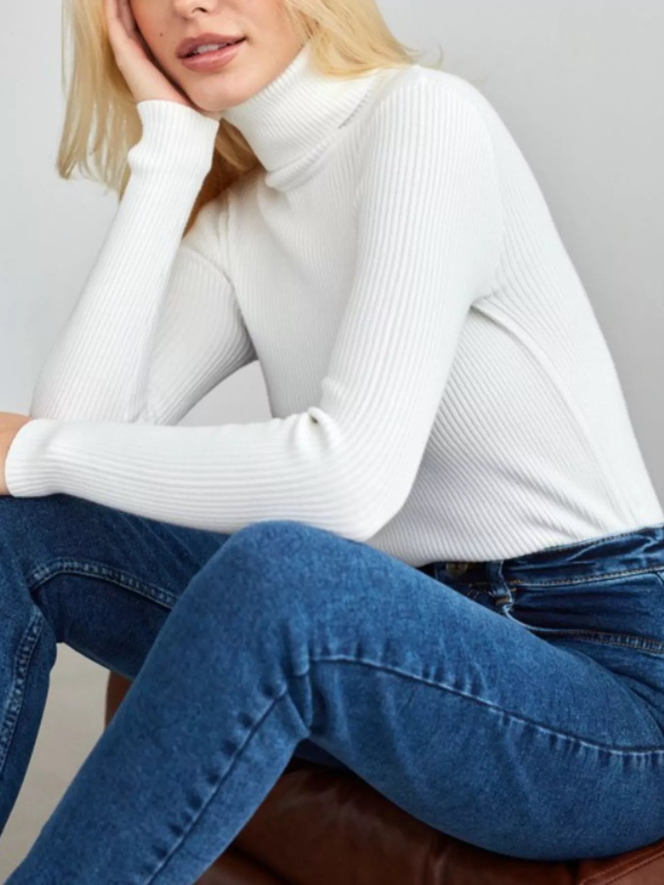 Full Size Ribbed Knit Turtleneck Sweater Plus Size 