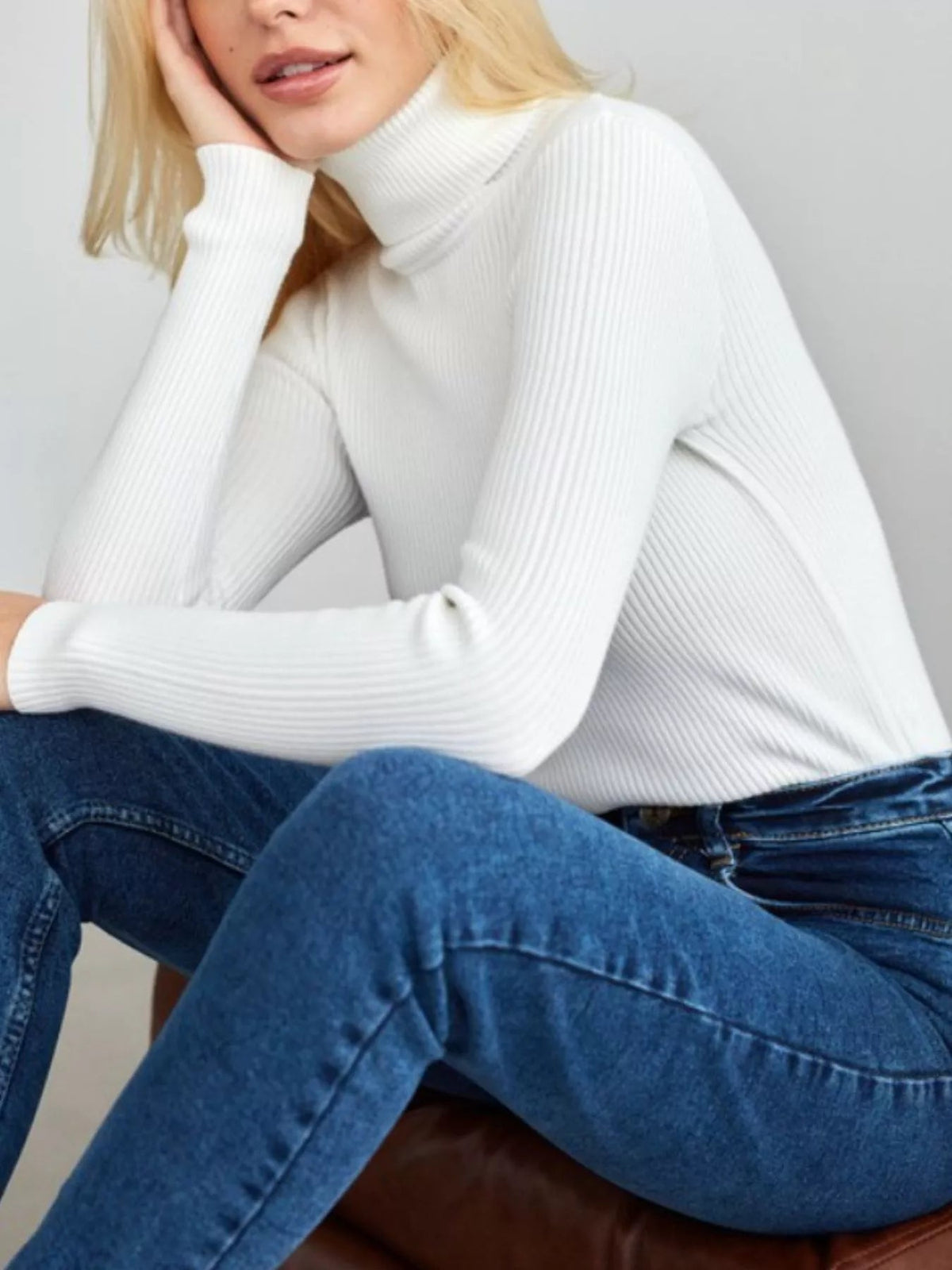 Full Size Ribbed Knit Turtleneck Sweater Plus Size 