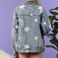 Star Distressed Denim Shacket 