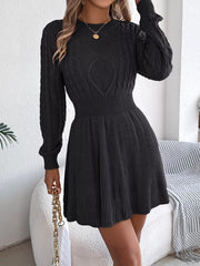 Cable Knit Long Sleeve Sweater Dress 