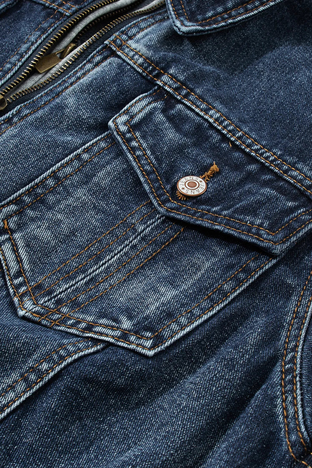 Fake Two-Piece Hooded Zip-Up Denim Jacket 