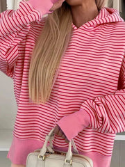 Striped Oversized Hoodie with Kangaroo Pocket 