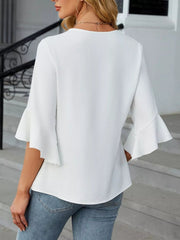V-Neck Ruffle Sleeve Blouse 