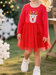 Children's Reindeer Applique Tulle Dress 
