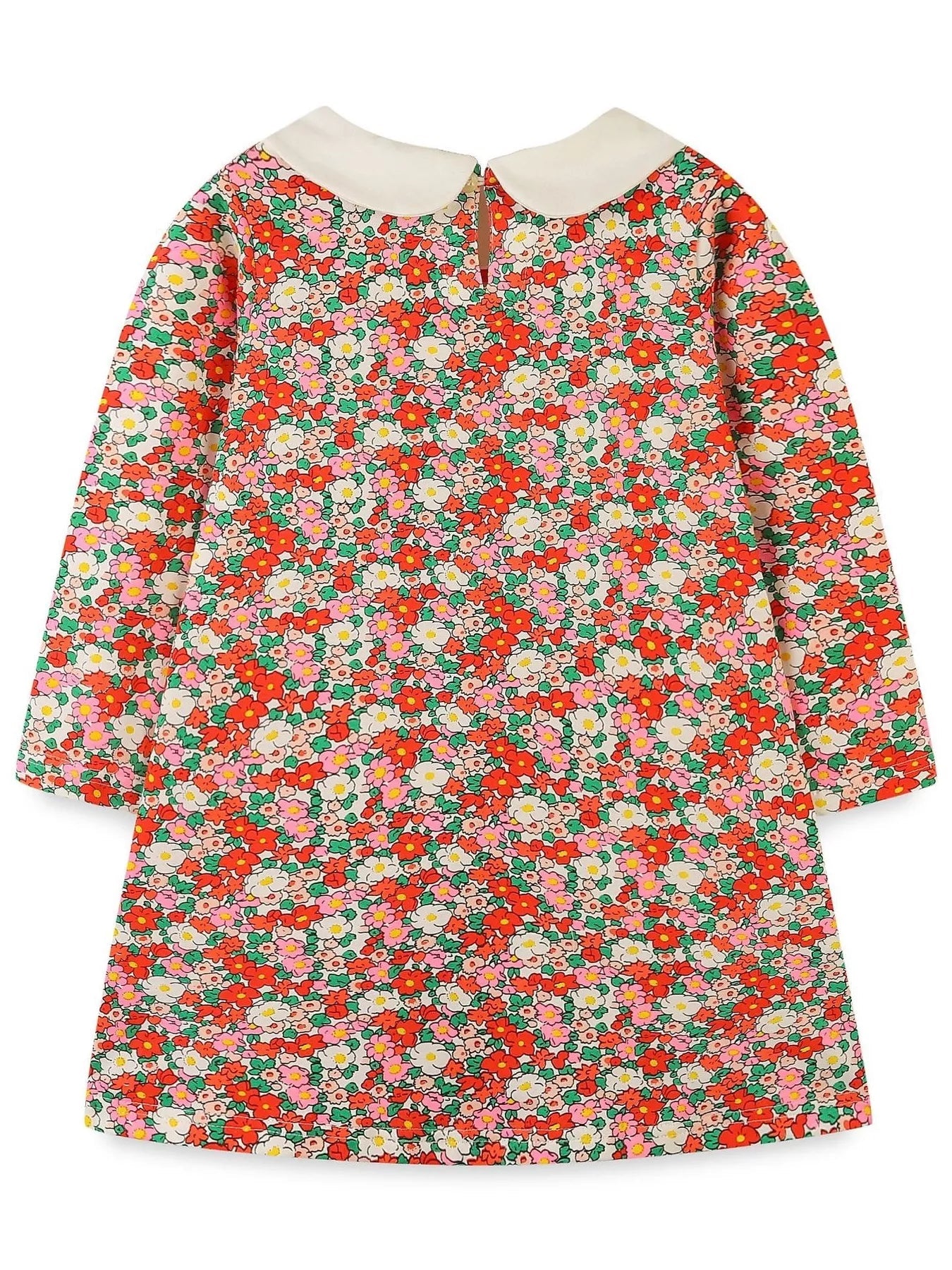 Children's Floral Print Long Sleeve Peter Pan Collar Dress 