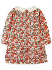 Children's Floral Print Long Sleeve Peter Pan Collar Dress 
