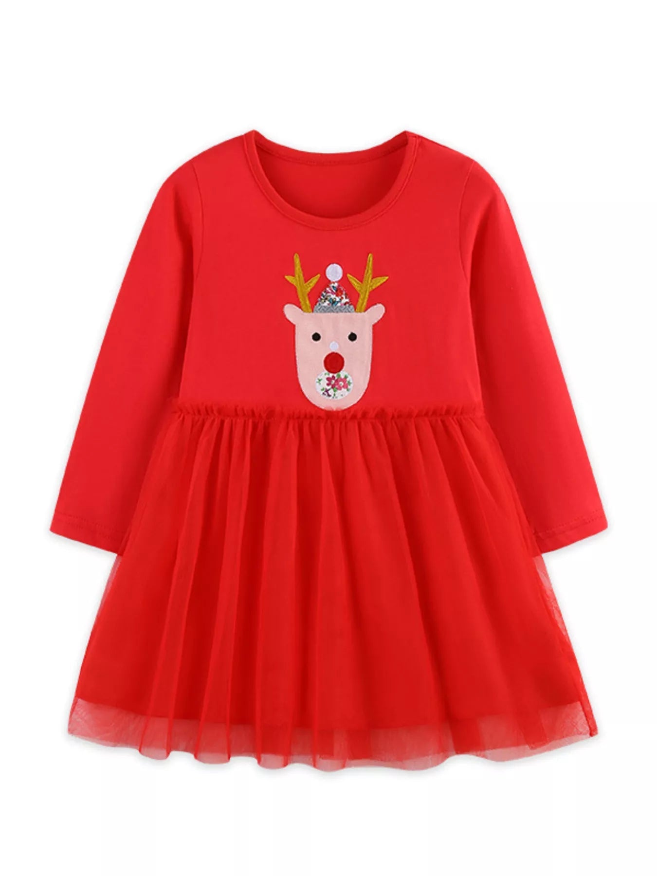 Children's Reindeer Applique Tulle Dress 