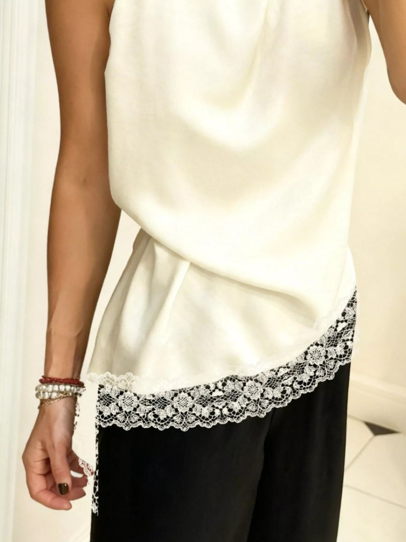 High Neck Lace Trim Cami 