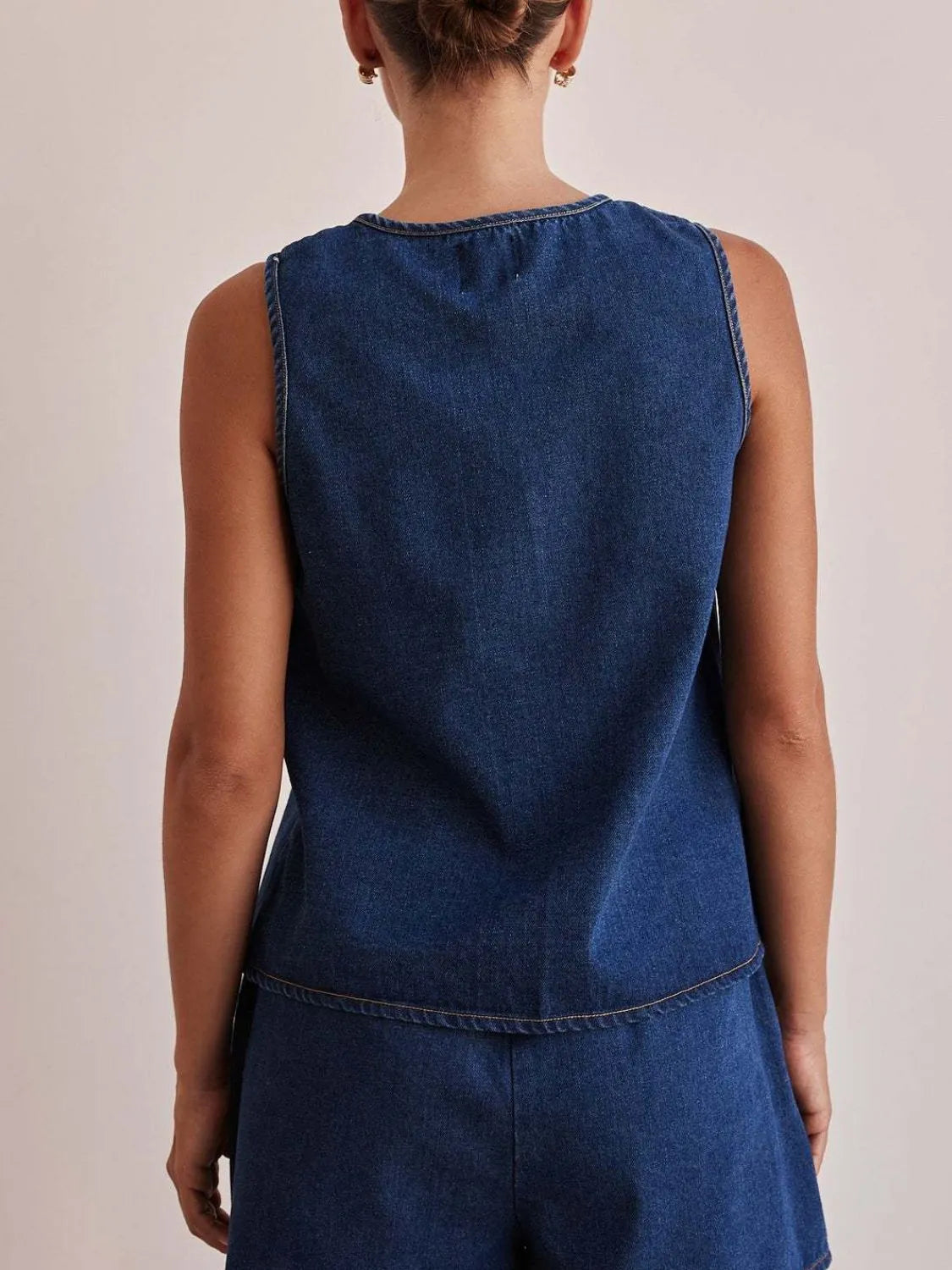 Tie Front Denim Vest 