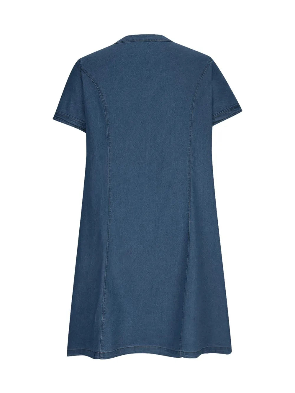Full Size Notched Short Sleeve Denim Dress 