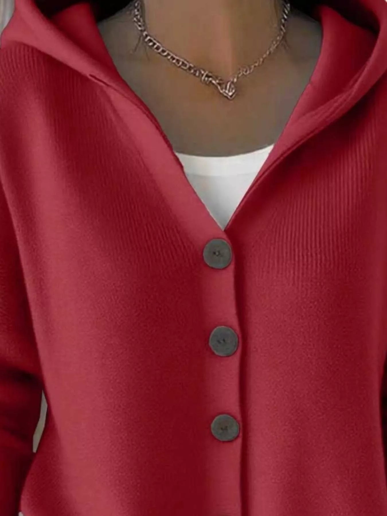 Full Size Hooded Button-Front Soft Knit Cardigan Plus Size 