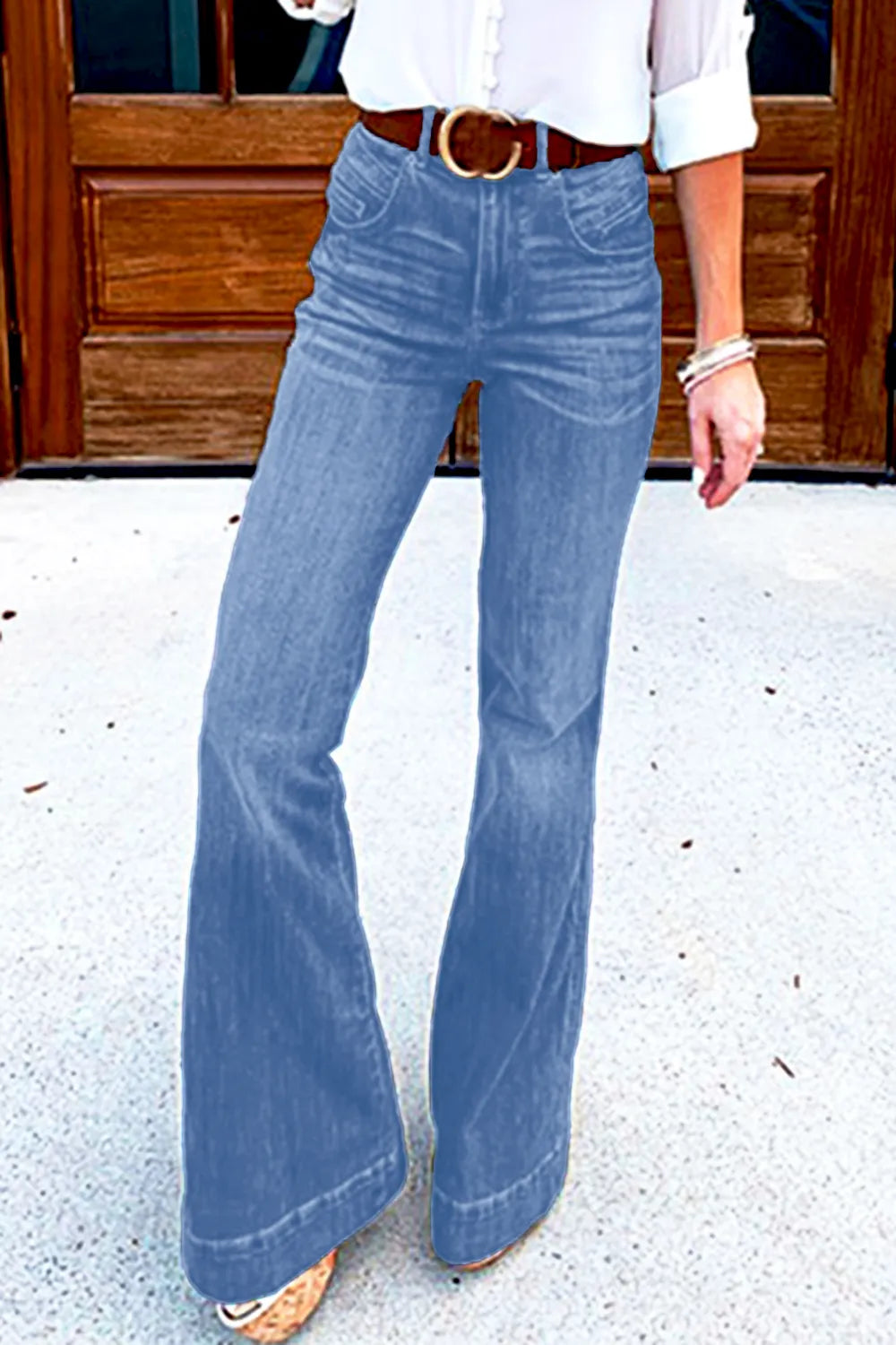 Full Size Flare Jeans with Pockets Plus Size 