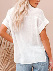 Full Size Button Up Short Sleeve Shirt Plus Size 