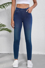 High Waist Skinny Jeans with Pockets 