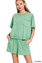 Zenana Exposed Seam Boxy Top & Shorts Set 